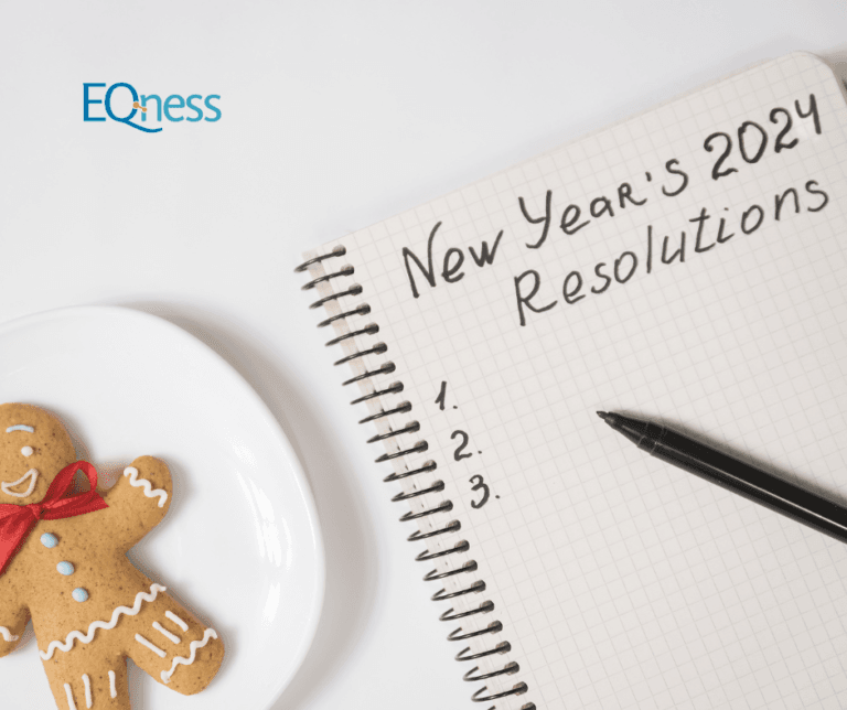 A notebook opened to a page titled 'New Year's Resolutions 2024', symbolizing the planning and commitment to personal goals and aspirations for the upcoming year.