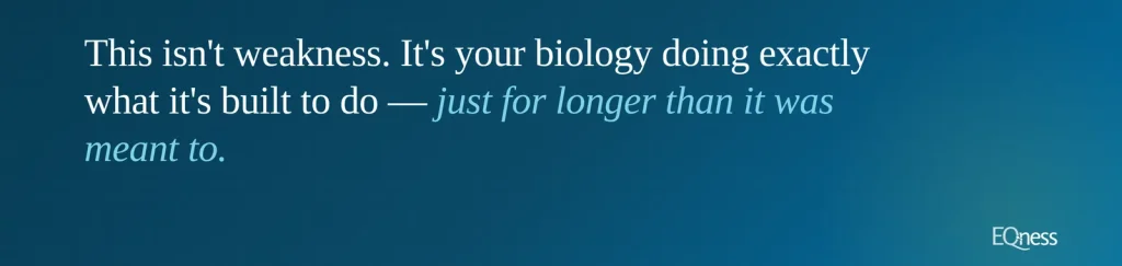 Quote about stress and biology, explaining that chronic stress occurs when the body's natural stress response remains activated for too long.